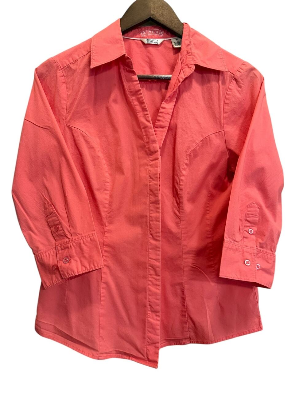 Riders Women's Orange Peach Button Down Top Size Medium